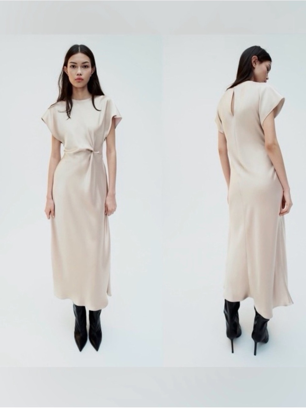 Nwt- zara- satin effect midi dress- M